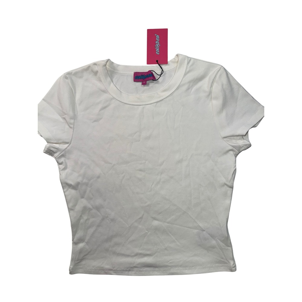 Edikted White Short Sleeve Baby Tee S15816 Women's Size M New With Tags